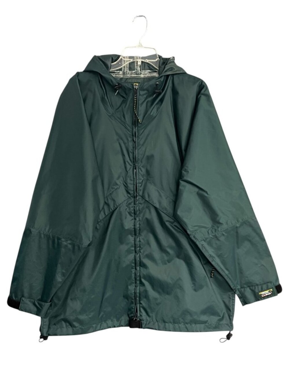 LL Bean Vintage Mens L Hooded Raincoat Windbreaker Green EUC